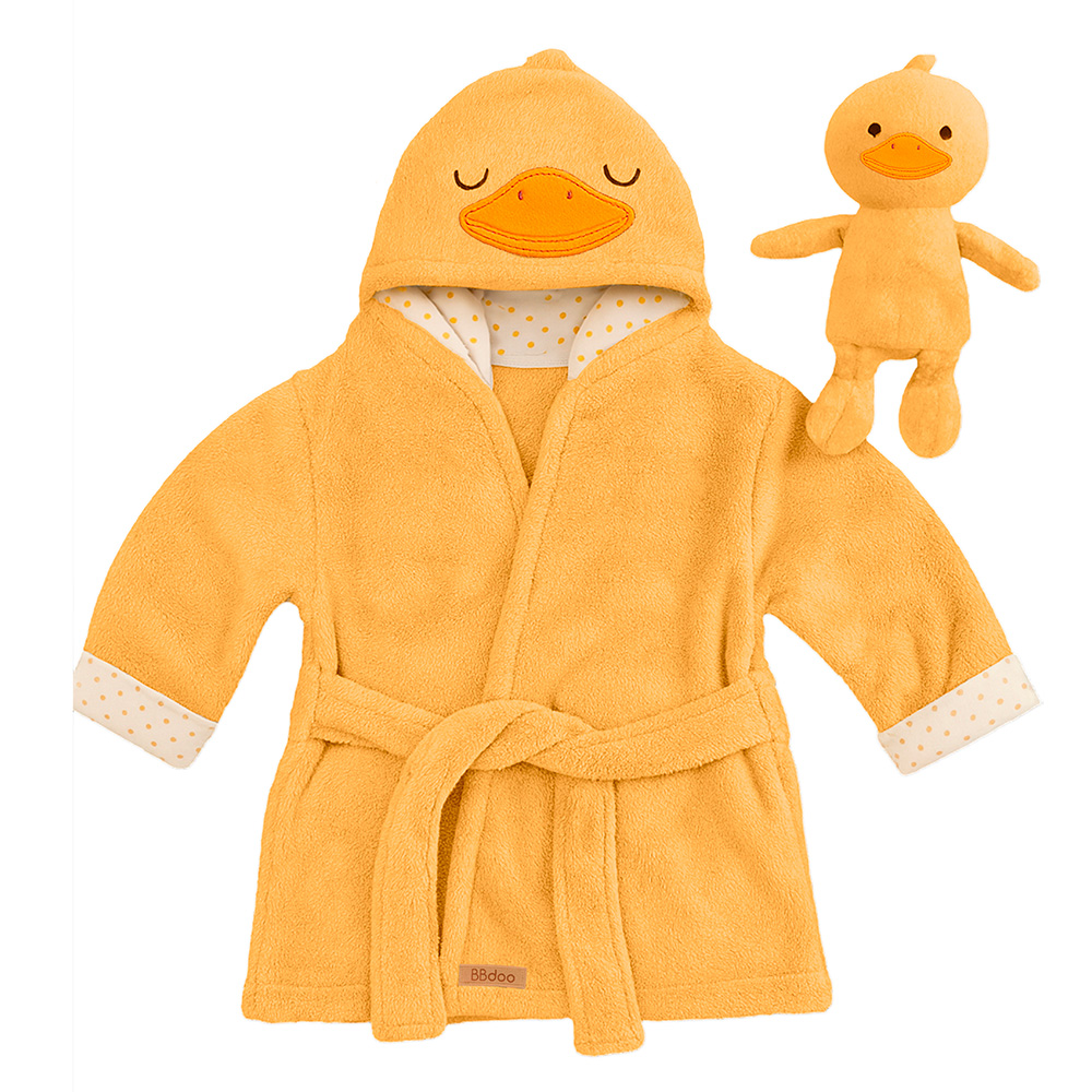 Image Peignoir pour bébé avec peluche - CANARD, ocre doré / 0-12M